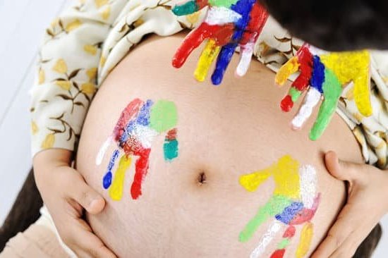 Colorful posters promoting healthy nutrition and pregnancy guidelines